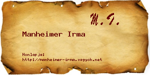 Manheimer Irma névjegykártya