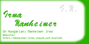 irma manheimer business card